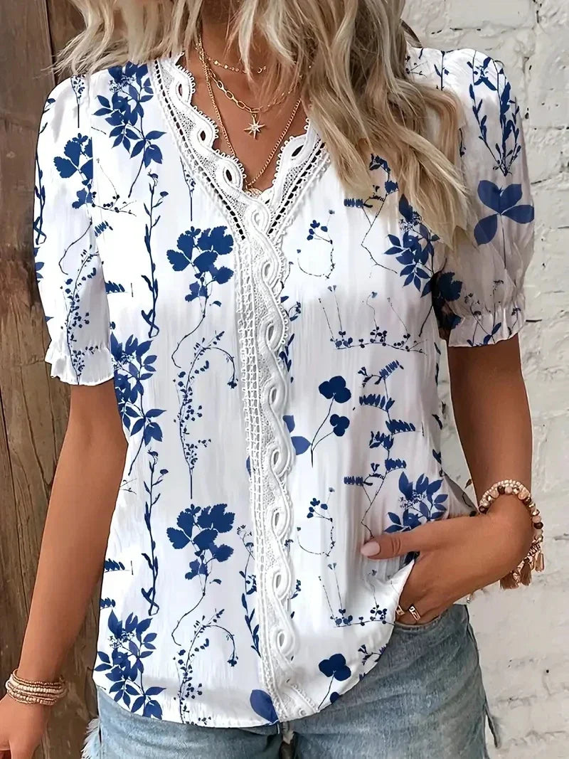 Flower Lace V-Neck Blouse | Olsen & Olsen™
