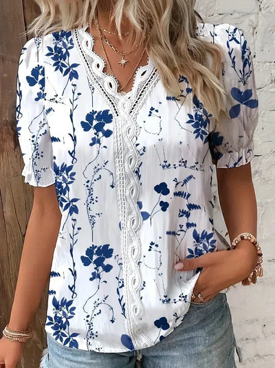 Flower Lace V-Neck Blouse | Olsen & Olsen™