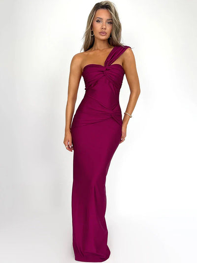 Rosea One-Shoulder Strapless Bodycon Maxi Dress