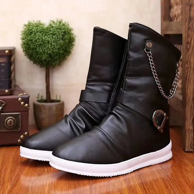 AXEL™ | LEATHER BOOTS WITH ZIPPER AND METAL BUCKLE