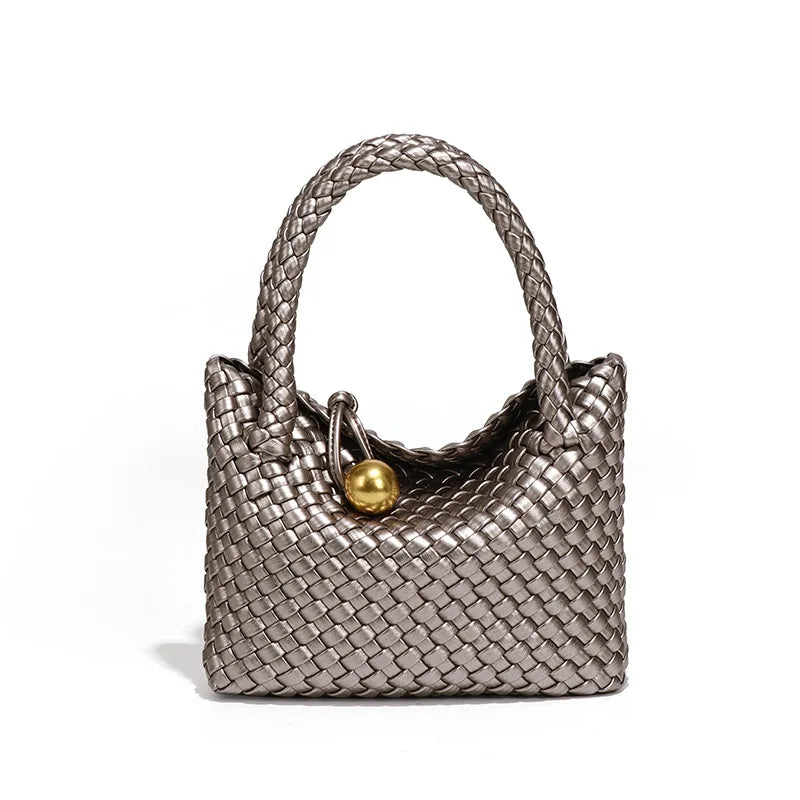 ASTRID™ | ELEGANT WOVEN LEATHER BAG WITH GOLD DETAIL