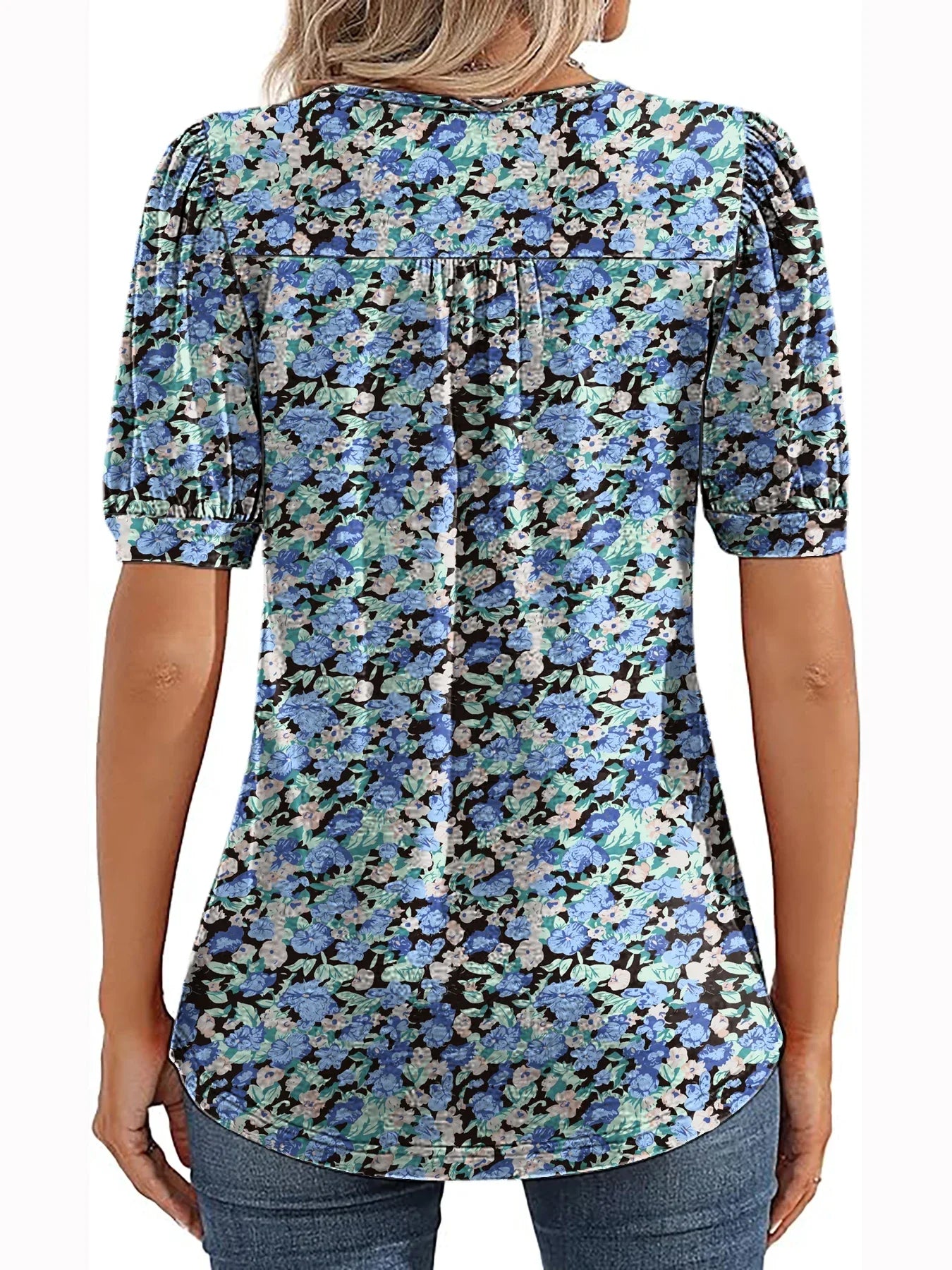 Flower Print Tunic with Puff Sleeves | Olsen & Olsen™