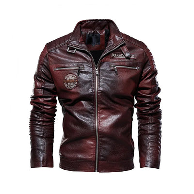 Tobias™ Rust – Red-brown motorcycle jacket with patch details