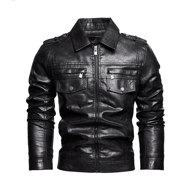 Frederik™ Raw – Brown leather jacket with vintage structure and broad shoulders
