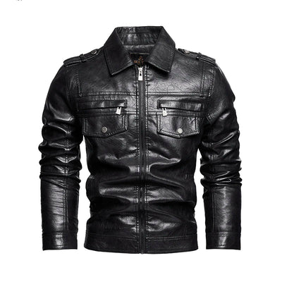 Frederik™ Raw – Brown leather jacket with vintage structure and broad shoulders