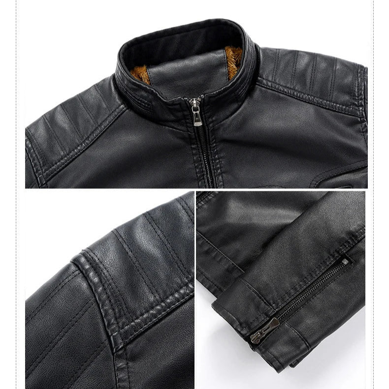 Johan™ Sand – Beige leather jacket with stand-up collar and discreet details