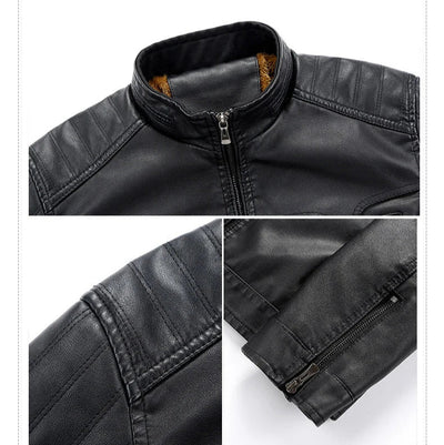 Johan™ Sand – Beige leather jacket with stand-up collar and discreet details