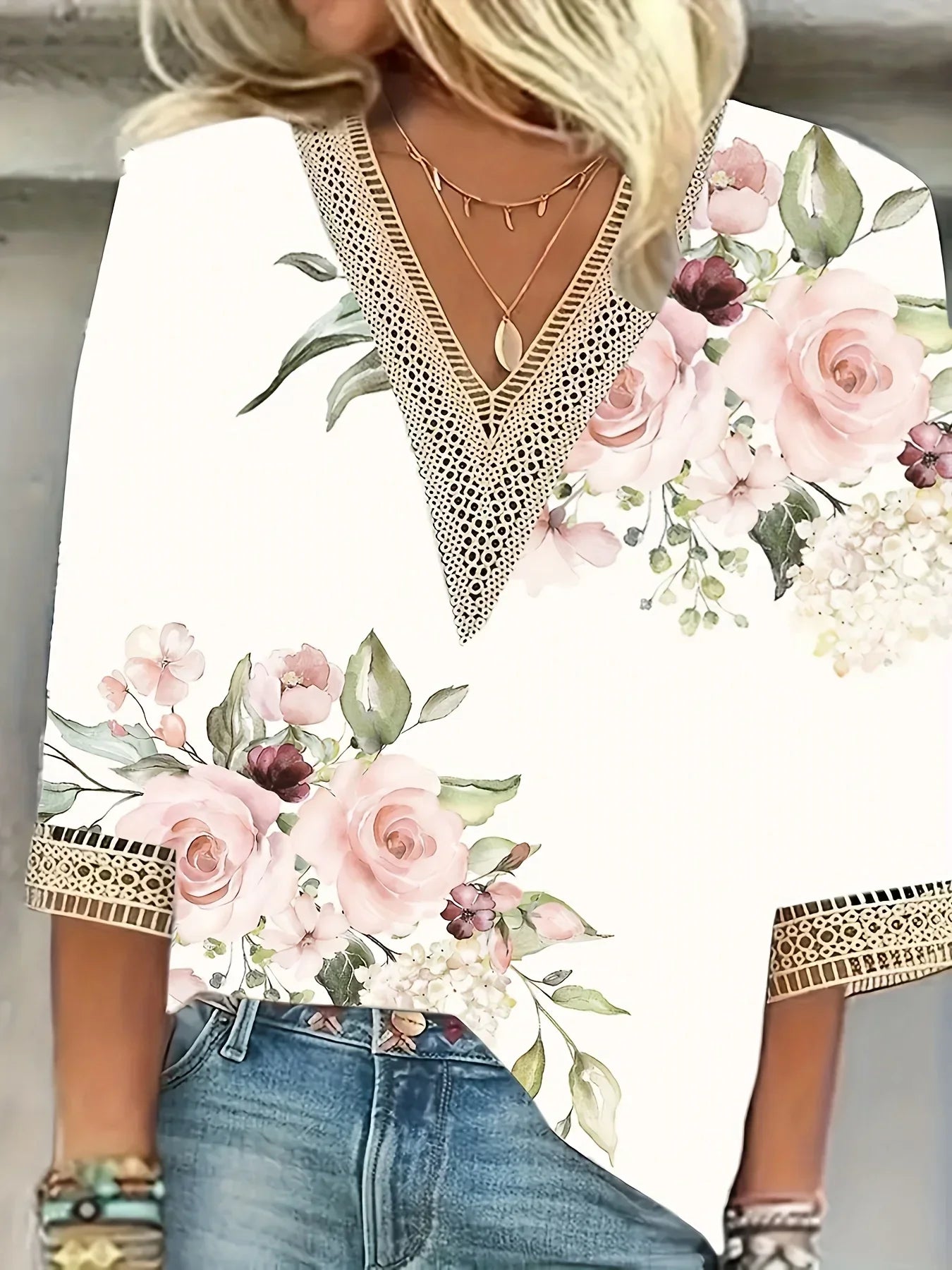 Bohemian V-Neck Blouse with Pattern | Olsen & Olsen™