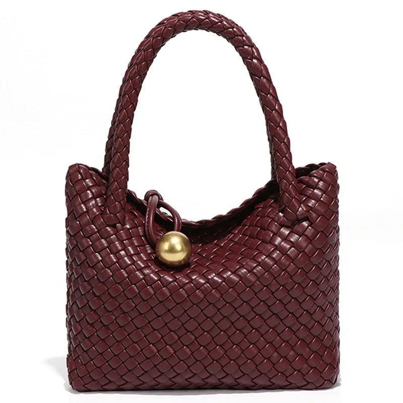 ASTRID™ | ELEGANT WOVEN LEATHER BAG WITH GOLD DETAIL