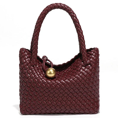 ASTRID™ | ELEGANT WOVEN LEATHER BAG WITH GOLD DETAIL