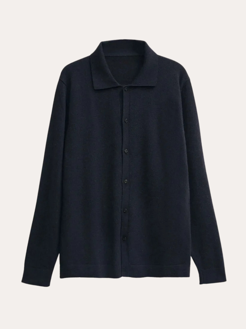 Cashwool Shirt Navy Blue - Sophie New York