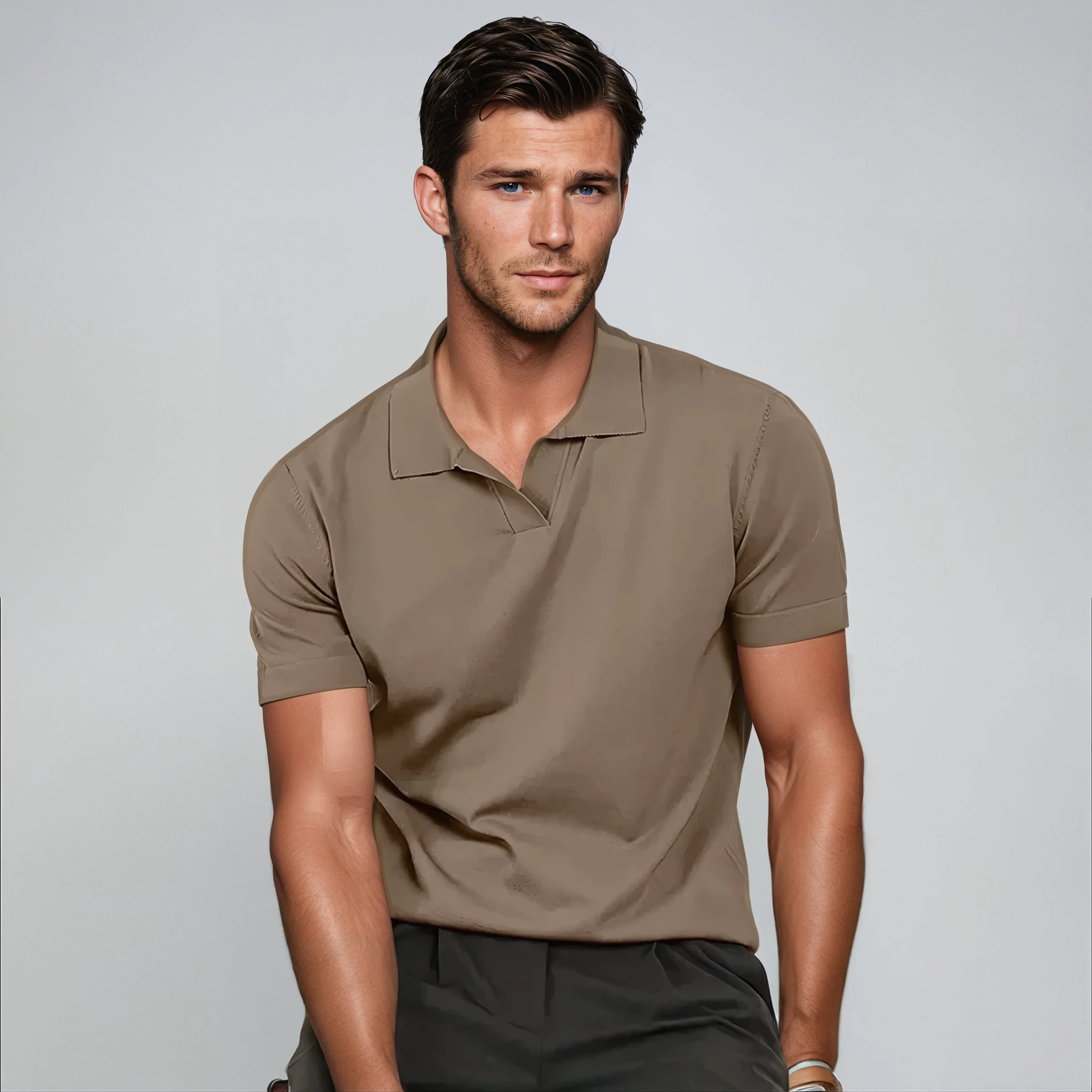 Polo Without Buttons Taupe - Sophie New York