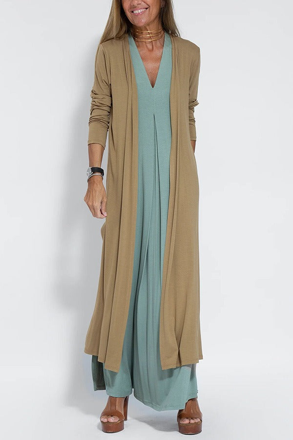 Leila™ | Elegant Long Dress + Free Matching Cardigan