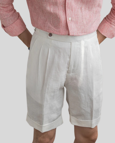 Oxford Pleated Short Pants - White