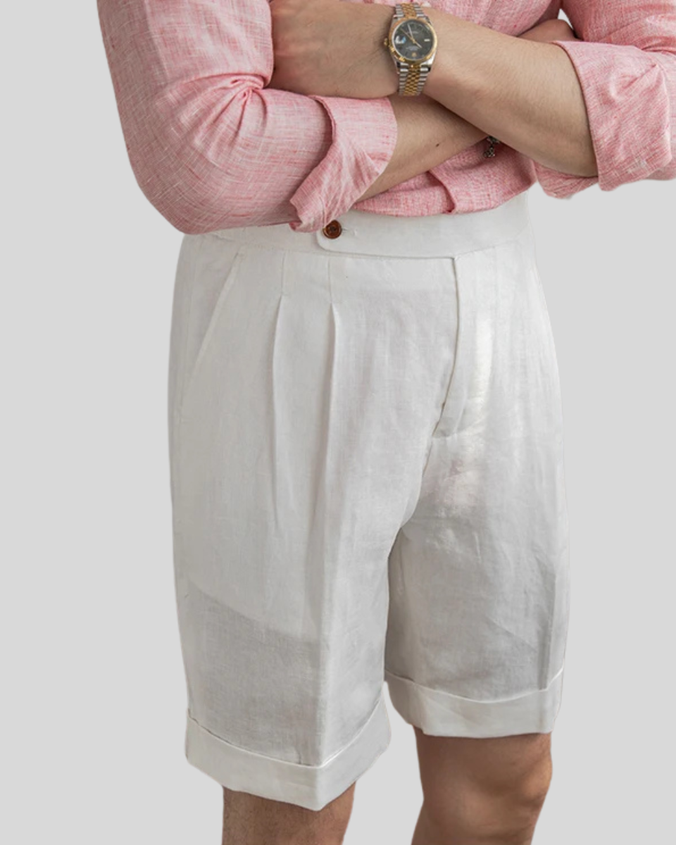 Oxford Pleated Short Pants - White