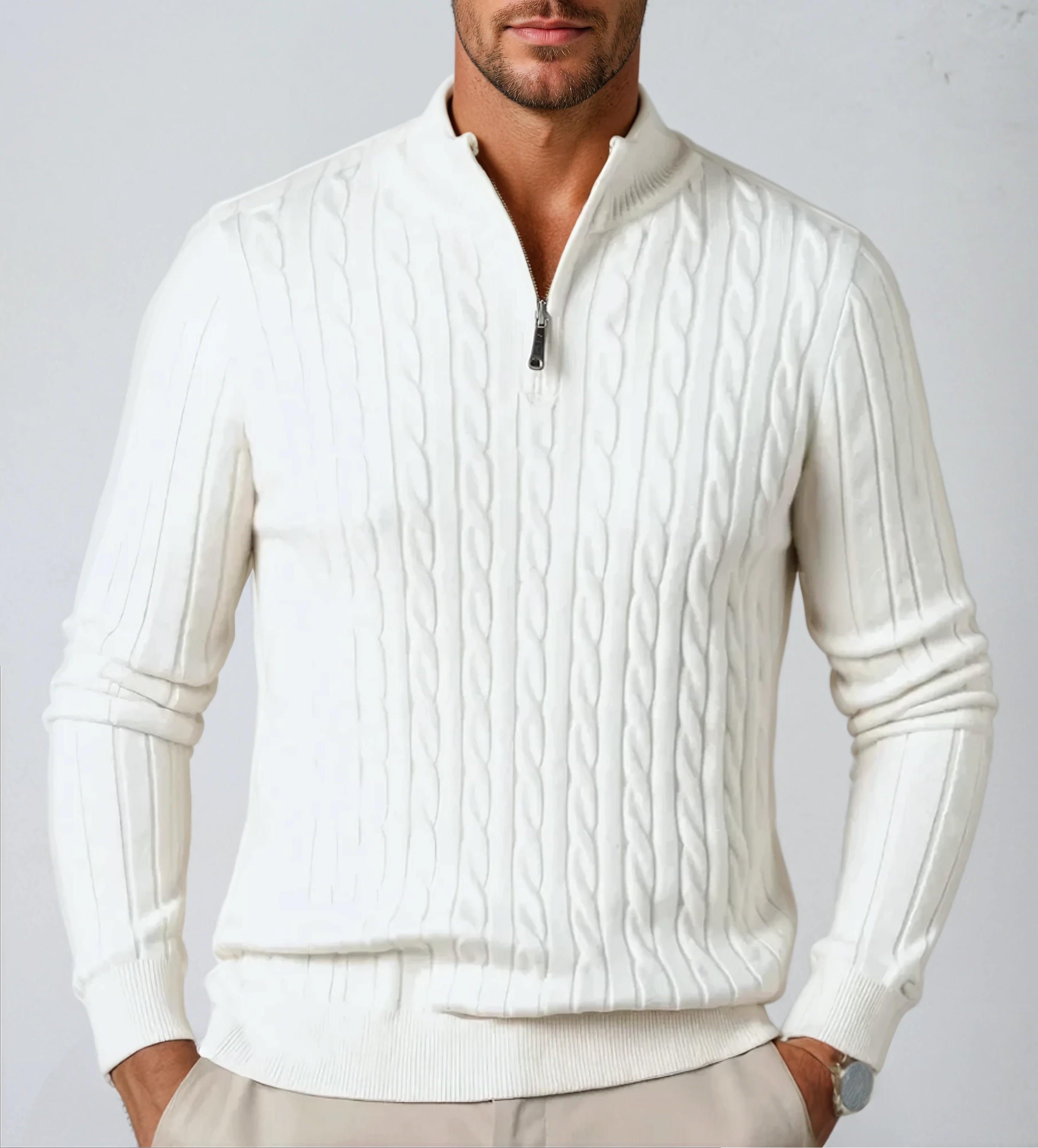 Cable Knit Zip Sweater