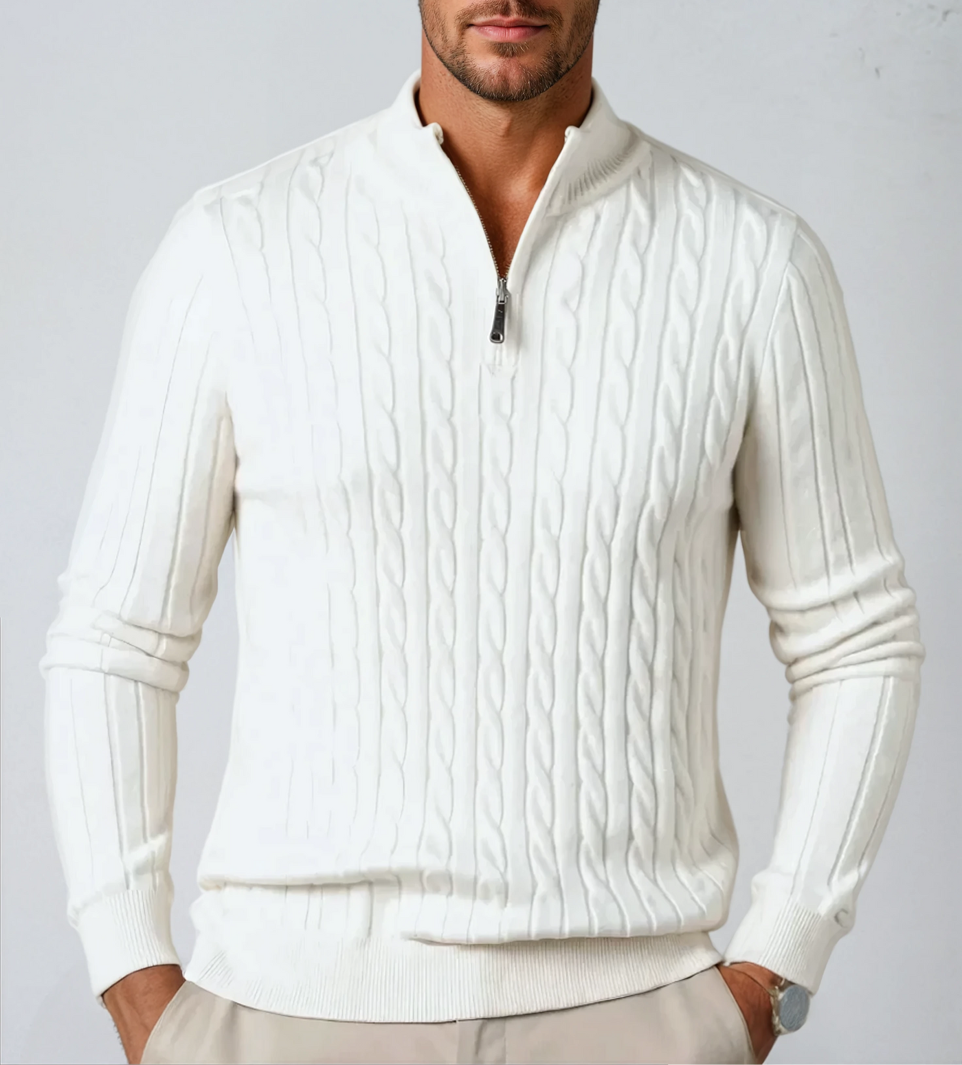 Cable Knit Zip Sweater