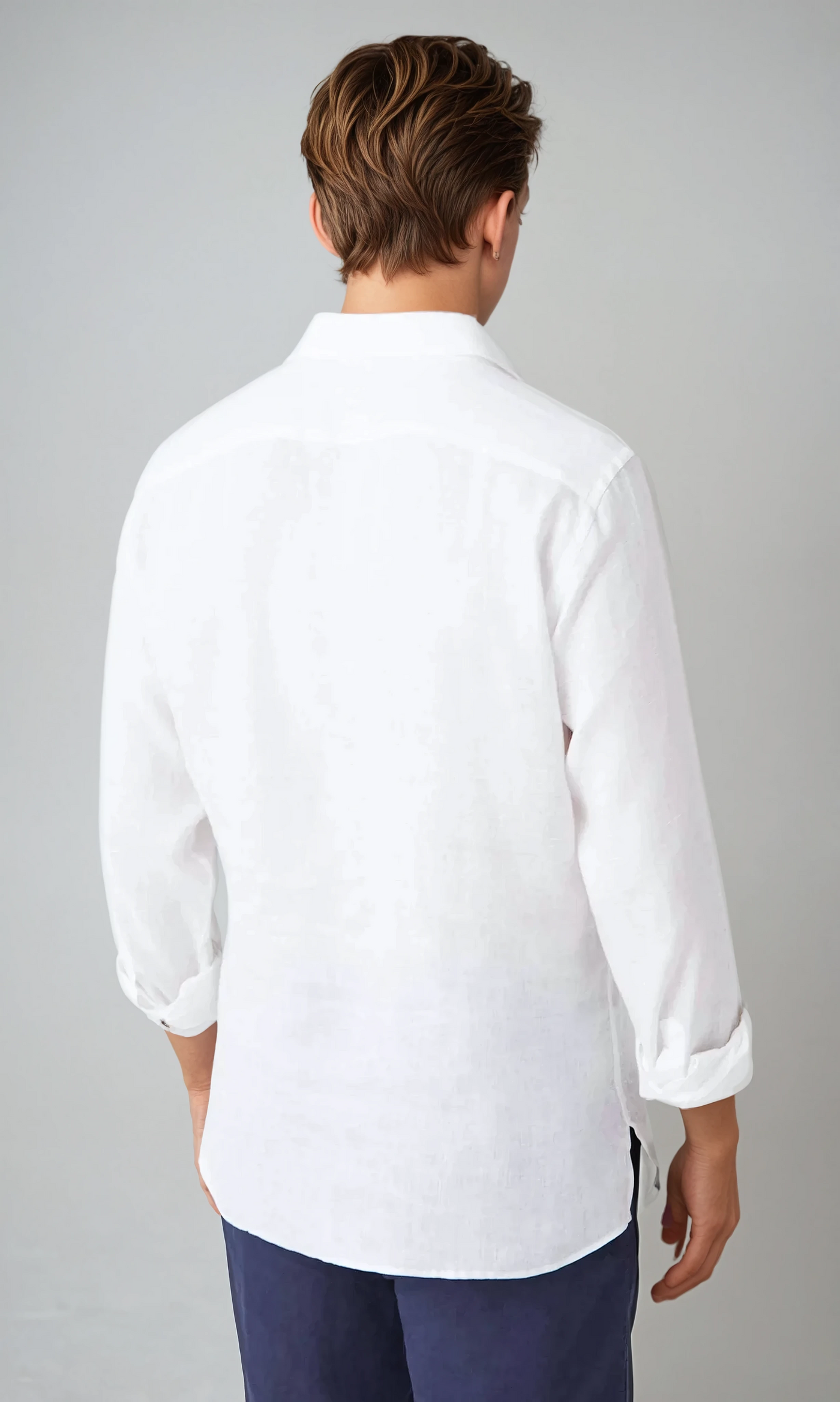 Linen Pop-over Shirt - White - Sophie New York