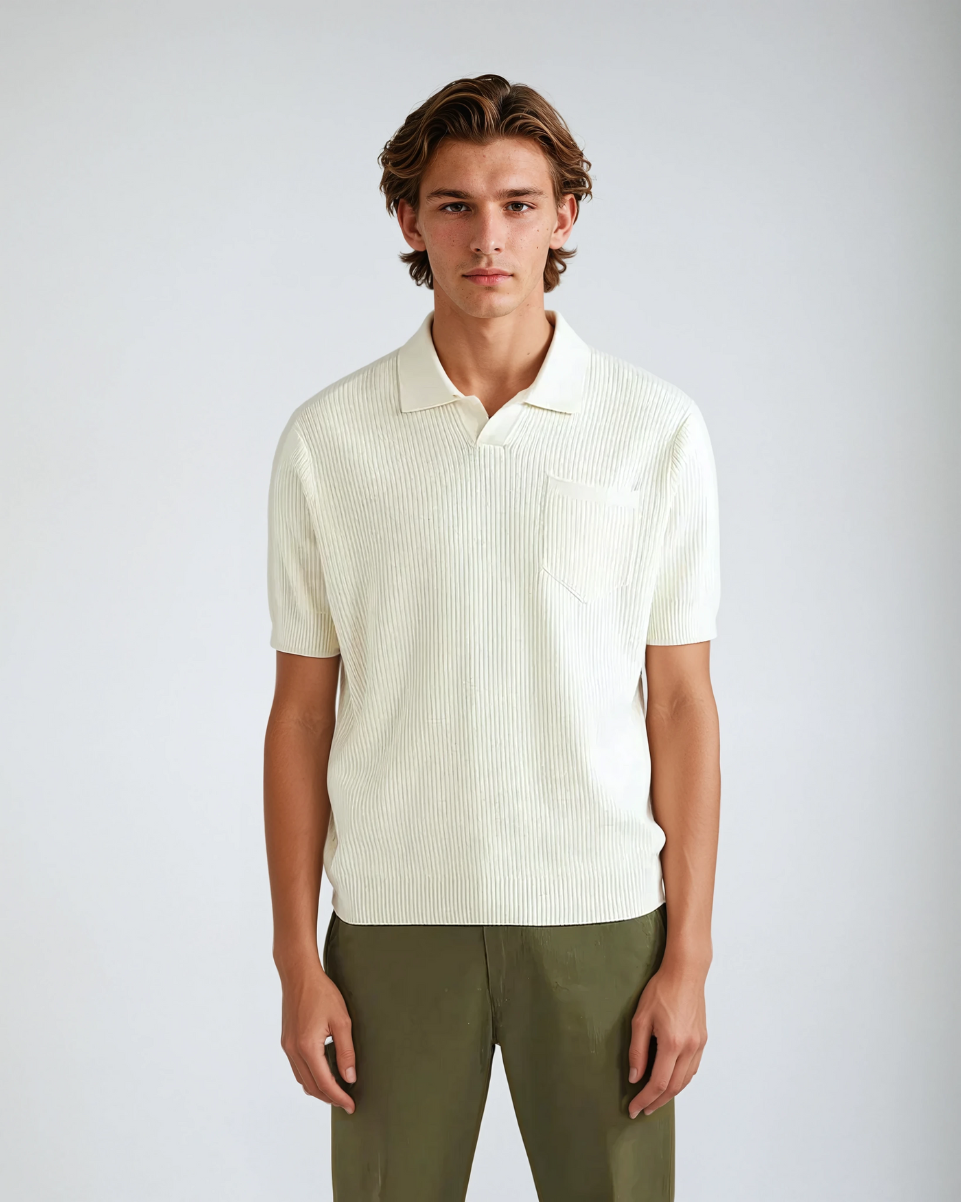 Crochet Polo with Pocket White - Sophie New York