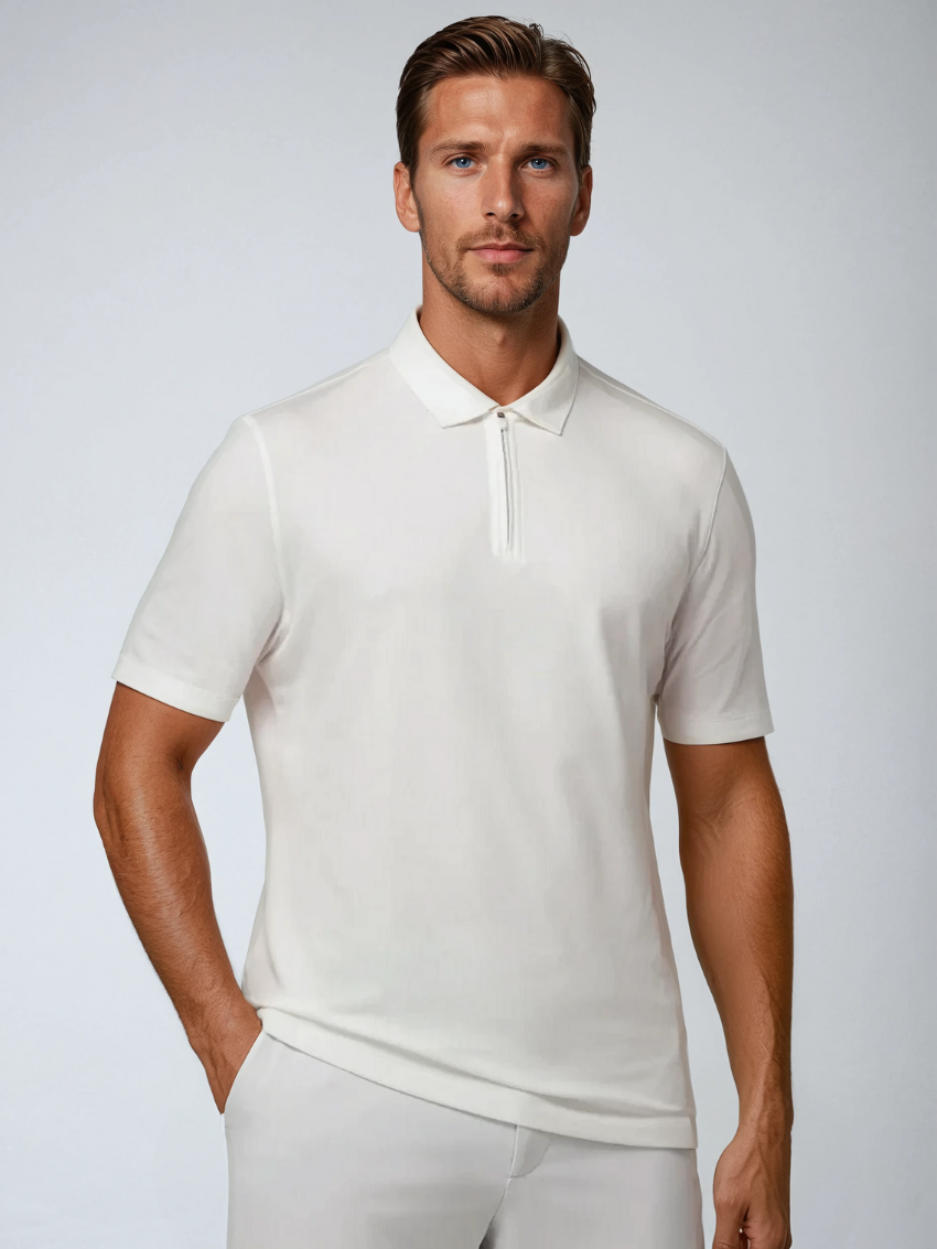 Zip Polo - White - Sophie New York