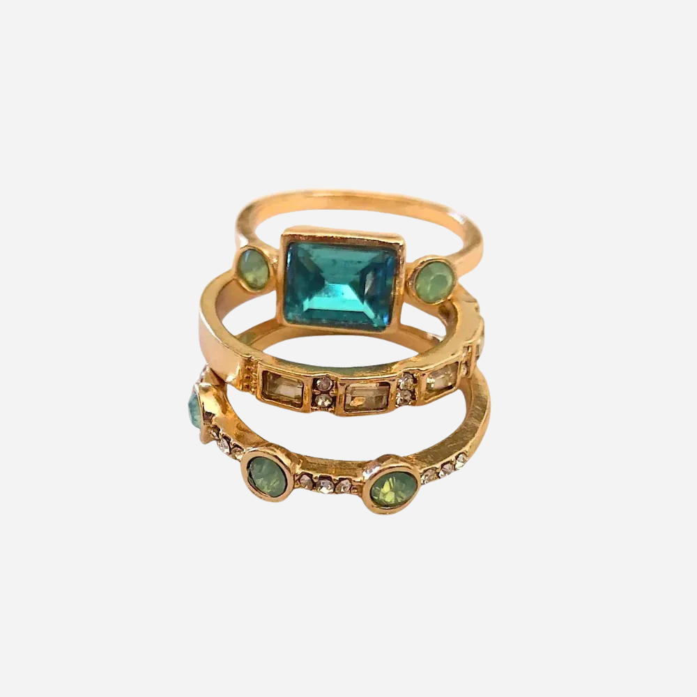Yasmine | Vintage Blue Crystal Ring Set