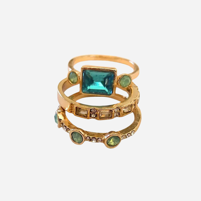 Yasmine | Vintage Blue Crystal Ring Set