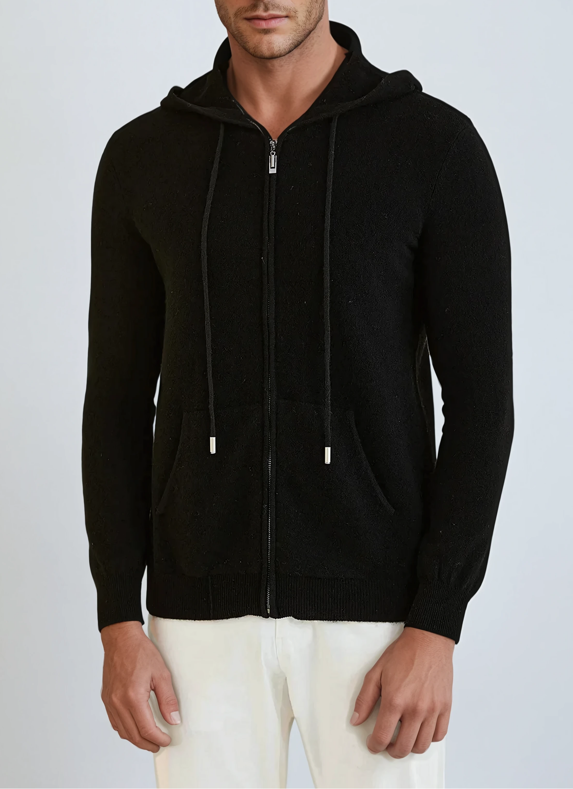Cashmere Knit Zip Vest - Black - Sophie New York