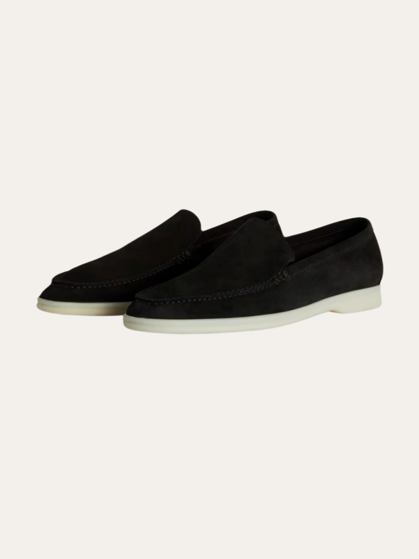 Finshed Suede Loafers – Black - Sophie New York