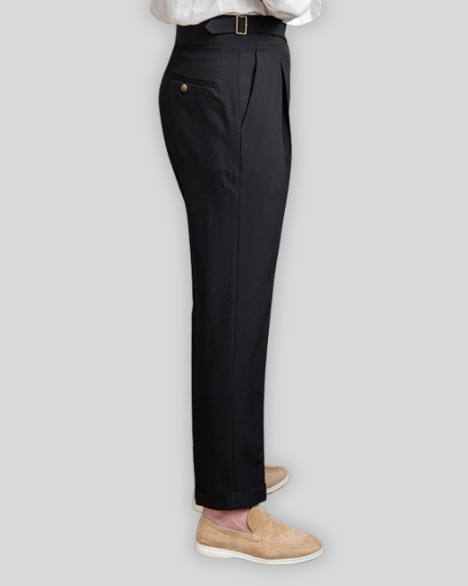 Oxford Pleated Pants - Black