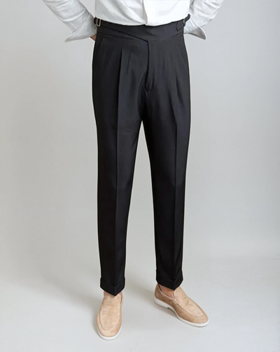 Oxford Pleated Pants - Black