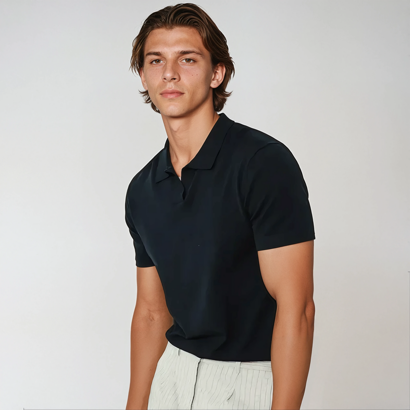 Polo Without Buttons Black - Sophie New York