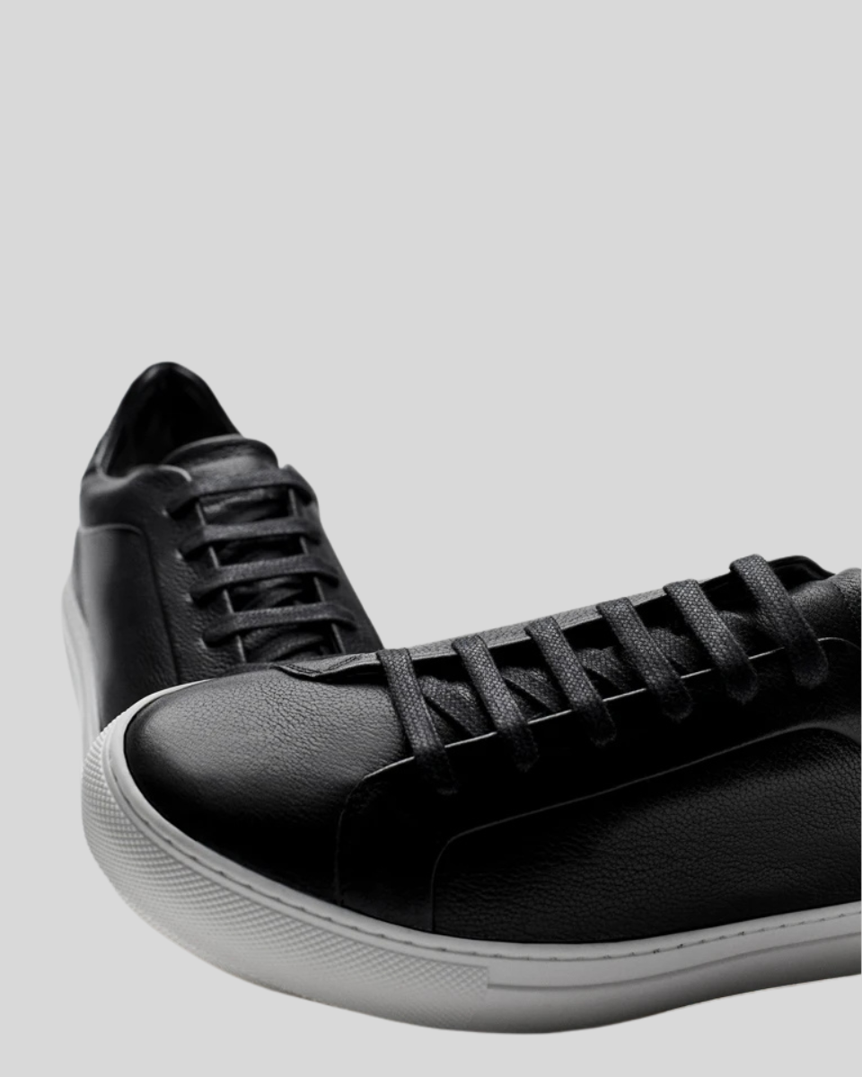 Leather Oxford Sneakers - Black - Sophie New York