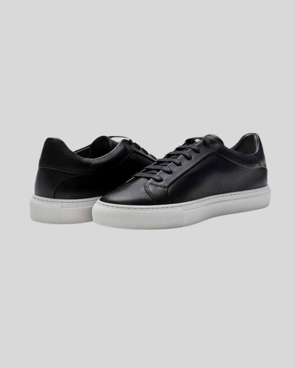 Leather Oxford Sneakers - Black - Sophie New York