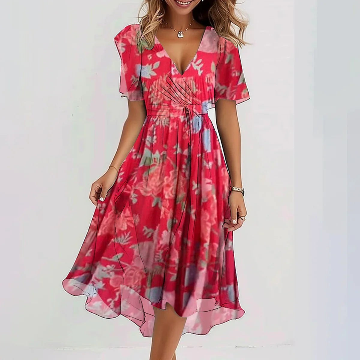 Arianna™ | Lightweight Short Sleeve Dress with Elegant Print