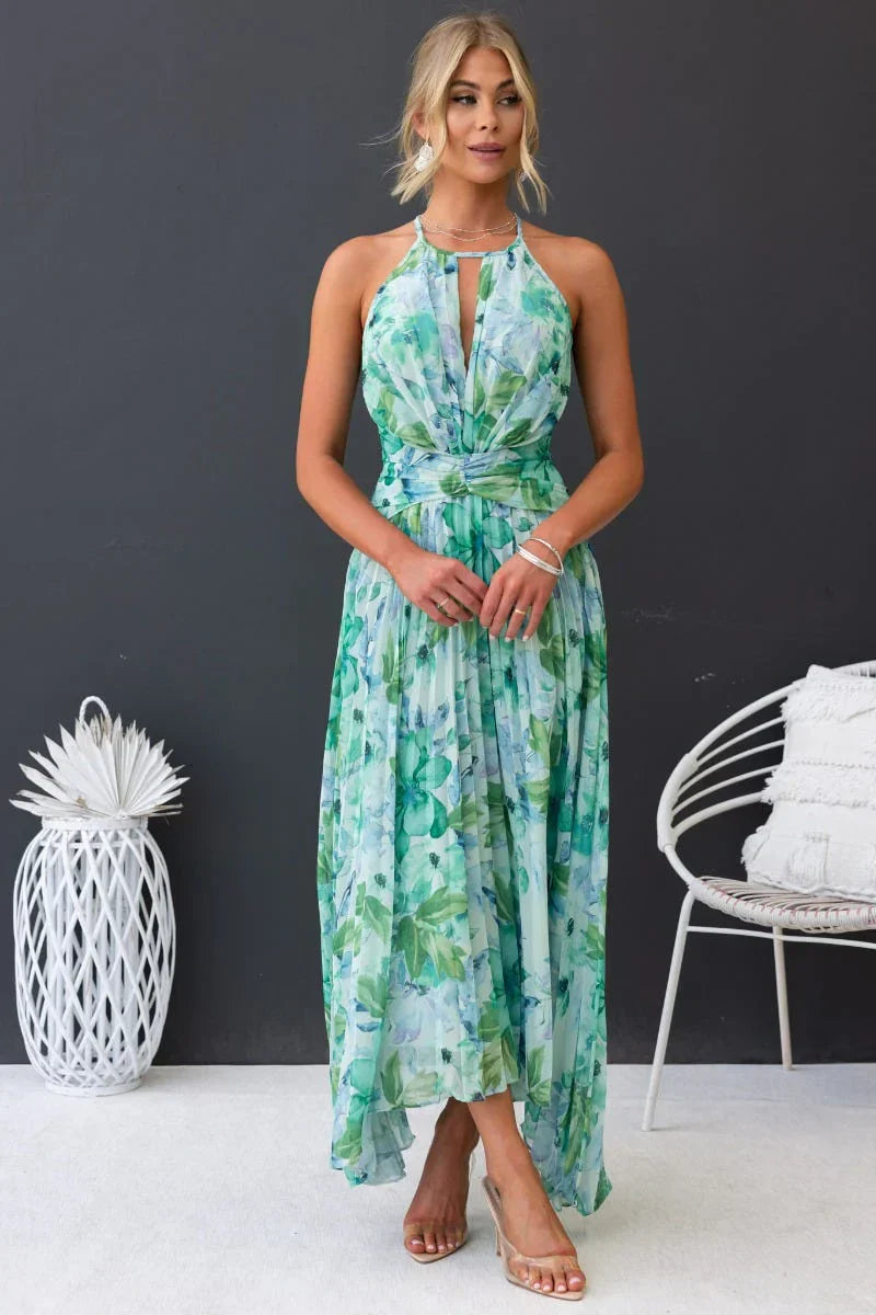 Rosea Elegant Garden Breeze Maxi Dress Halter