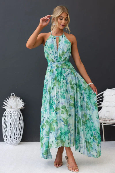 Rosea Elegant Garden Breeze Maxi Dress Halter