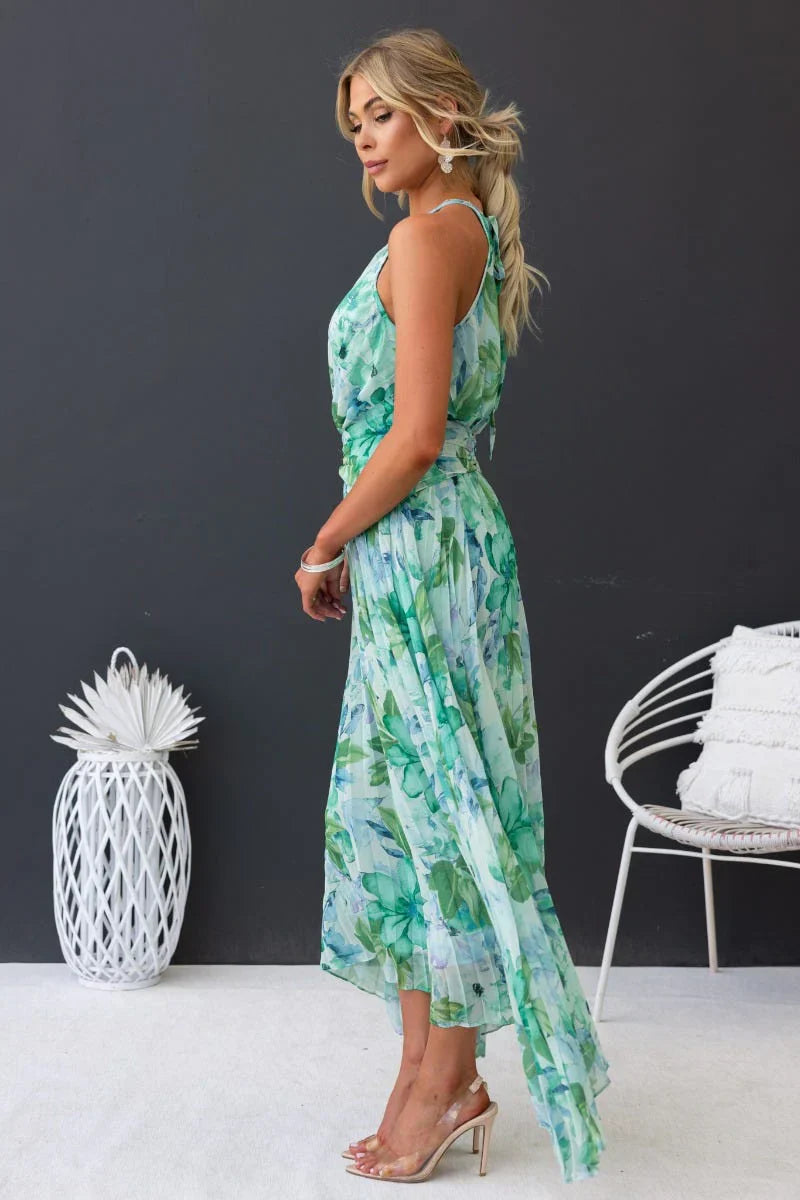Rosea Elegant Garden Breeze Maxi Dress Halter