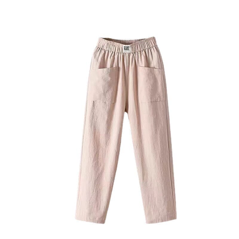 Casual ™-Cotton Linen Trousers with Elasticated Waist