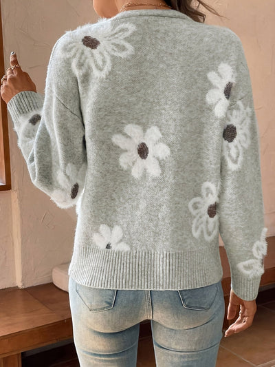 Nina | Knitted Cardigan with Floral Pattern