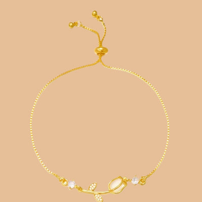 Elegant adjustable tulip bracelet with cat's eye