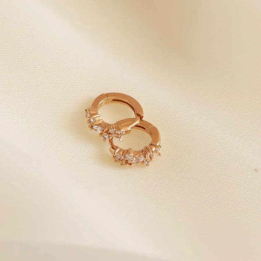 Crystal Cluster Huggies | 18k Gold