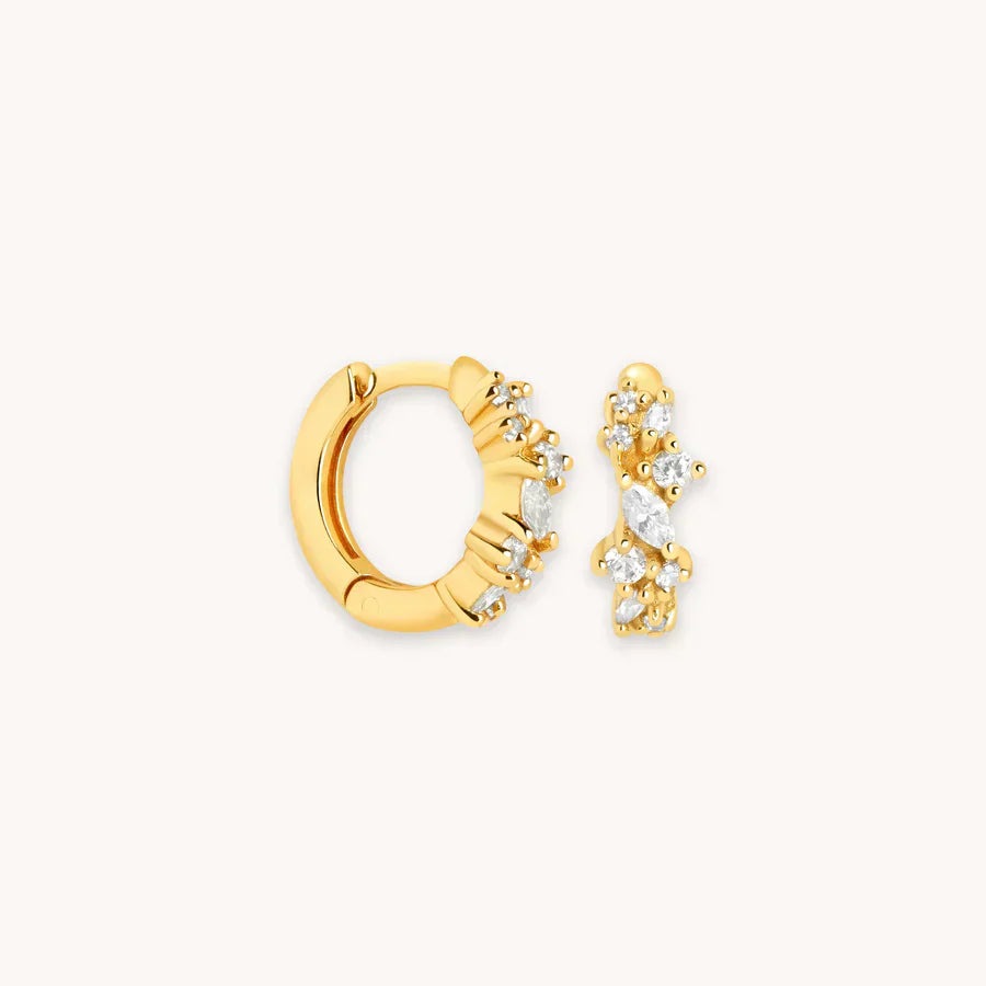 Crystal Cluster Huggies | 18k Gold