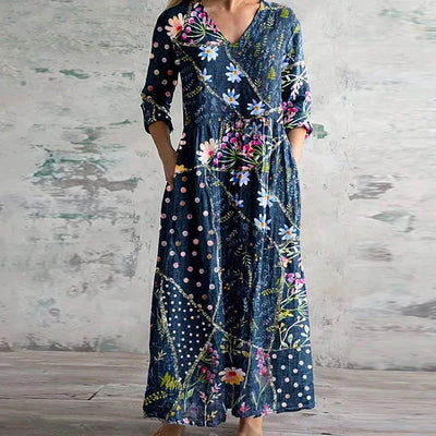 Kirsten | Maxi Dress with Flowers and V-Neck