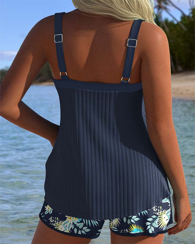 Laluna® | Striped Tankini with Two-Piece Beach Pants