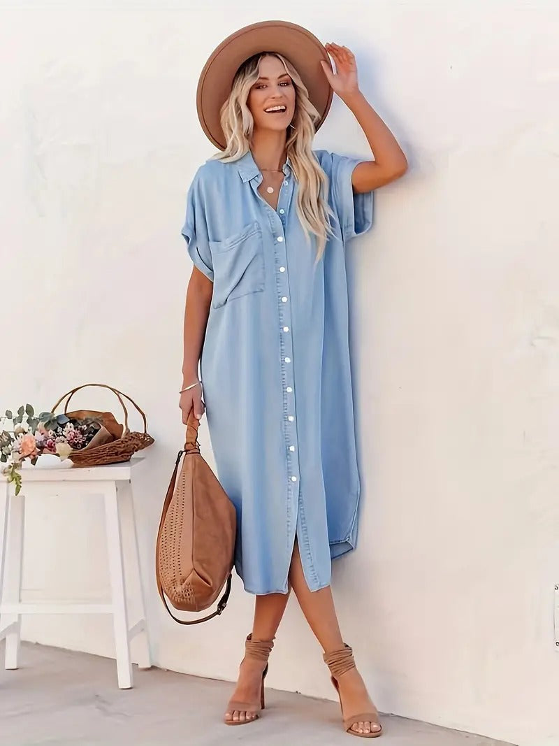 Nina™ | Shirt Dress with Fixed Pockets