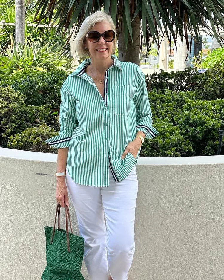 Bianca | Stylish Striped Button-Down Shirt