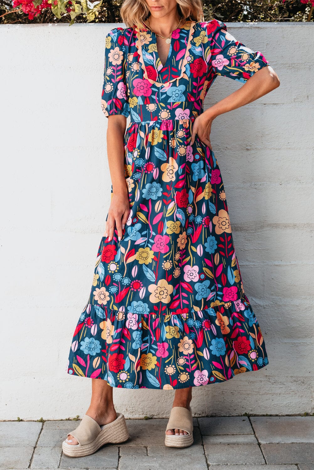 Rosea Retro Style Maxi Dress