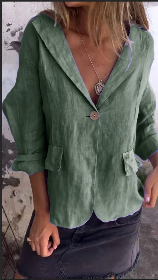 Faith | Stylish Button-Down Linen Blazer