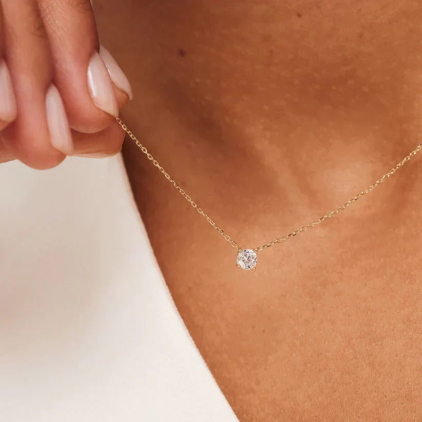 Cléa Moissanite Sten Necklace | 14k Gold