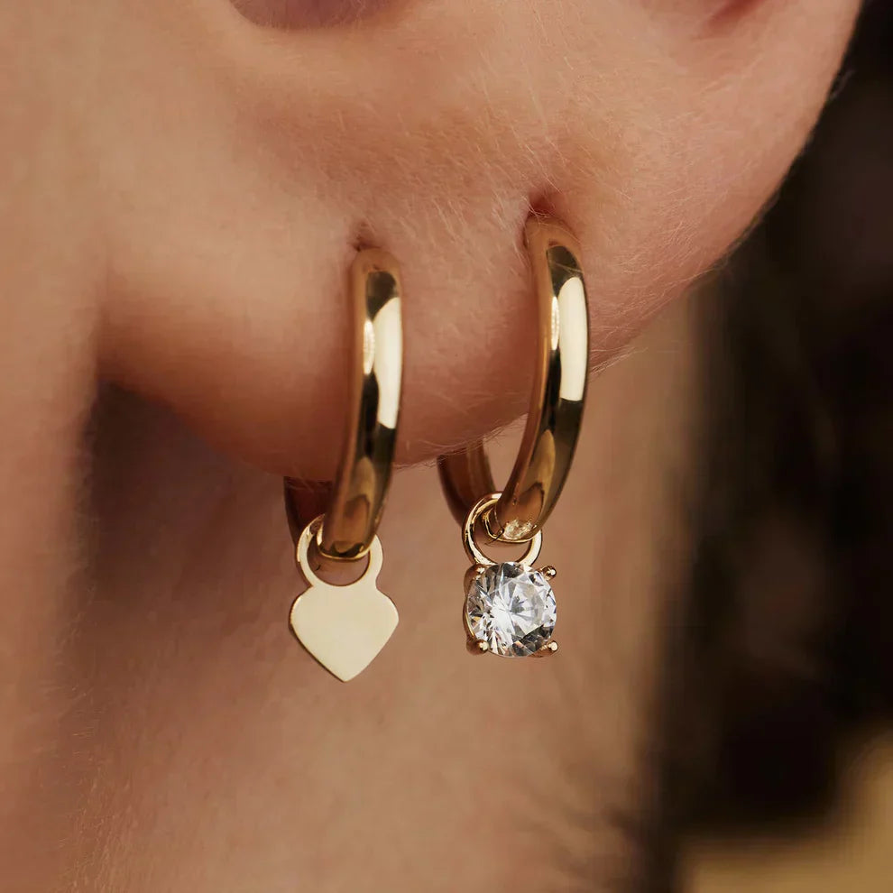 Moonbeam Stone Hoop Earrings | 14k Gold